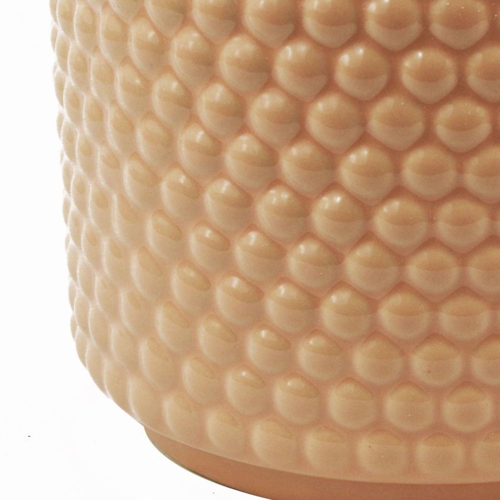 Pink Peach Raised Dots Ceramic Plant Pot: 15x15x12.5cm, Versatile & Luxurious, for Indoor Decor