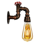 Industrial E27 Rustic Water Pipe Wall Light Fitting Industrial Sconce~2886 Rustic Red