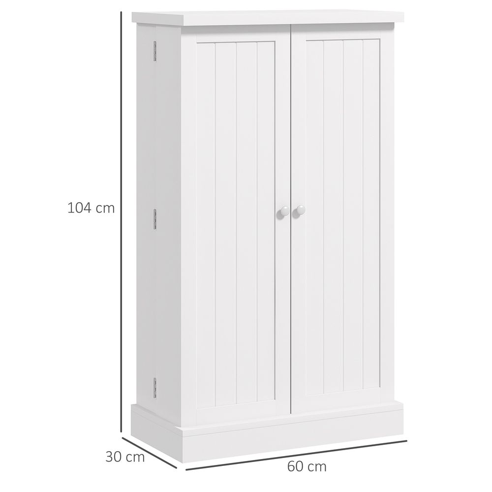 Kitchen Cupboard: Double Doors, 5-Tier Shelf, 12 Spice Racks, White