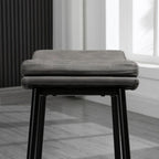 Upholstered Bar Stools Set of 2 - Curved Seat - Grey