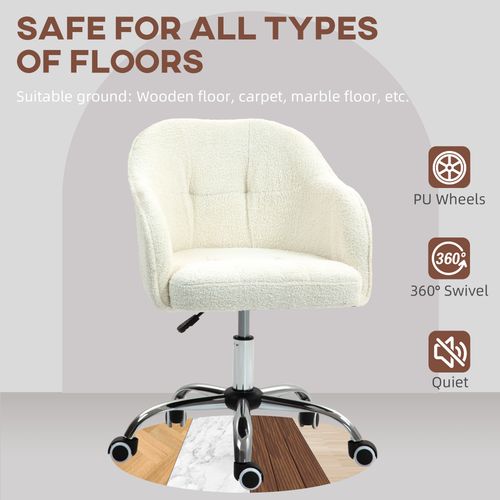 Fluffy Vanity Chair for Desk, with Height Adjustable, Wheels