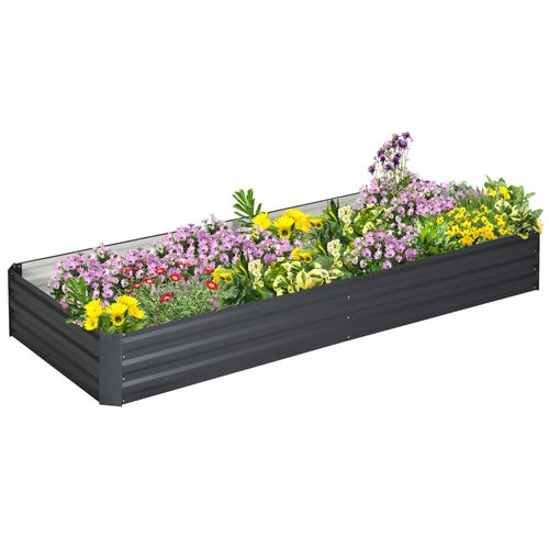 Galvanised Raised Garden Bed Metal Planter Box with Open Bottom, Grey