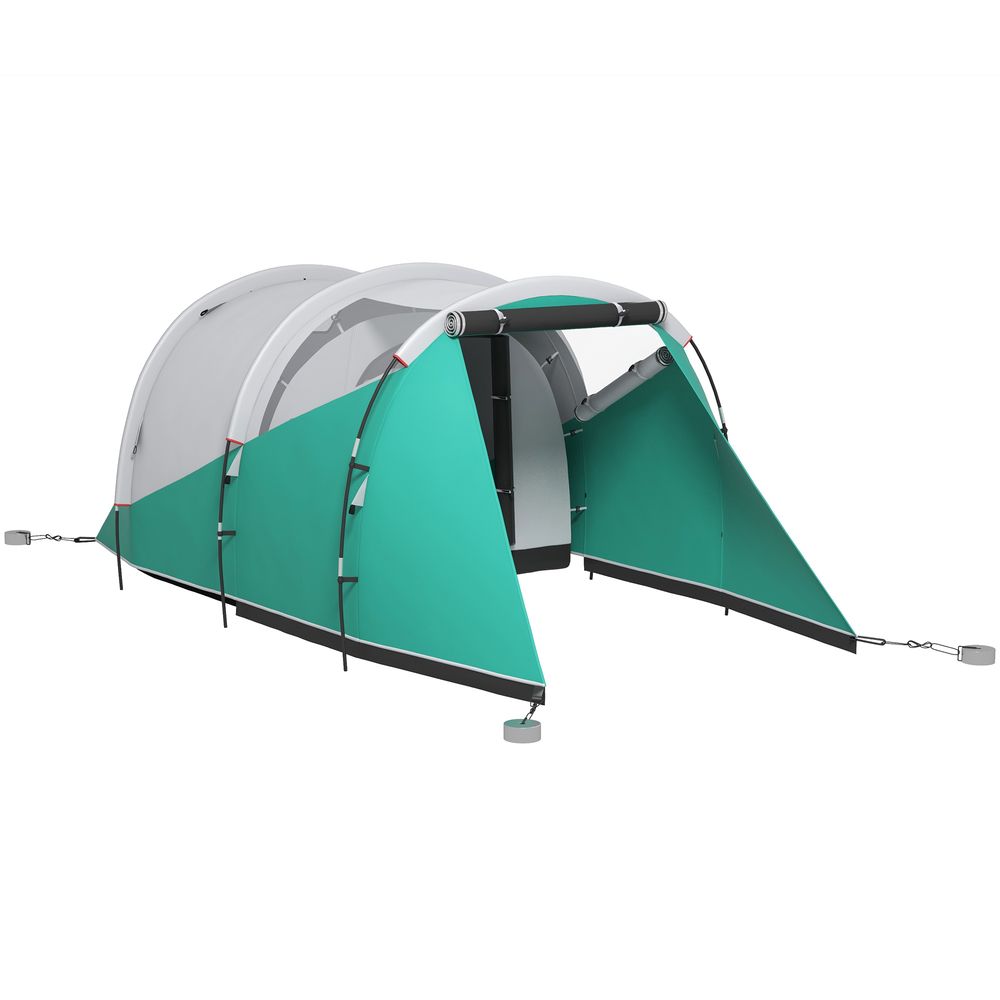 Waterproof Camping Tent-2 Rooms, 4-5 Man, Green