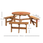 Round Table W/3 Attached Benches-Fir Wood
