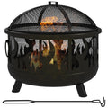 2-in-1 Outdoor Fire Pit & BBQ Cooker - 61.5cm Garden Heater Black
