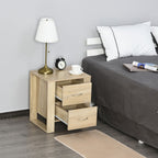 Particle Board 2-Drawer Bedside Table - Natural with Nightstand Details