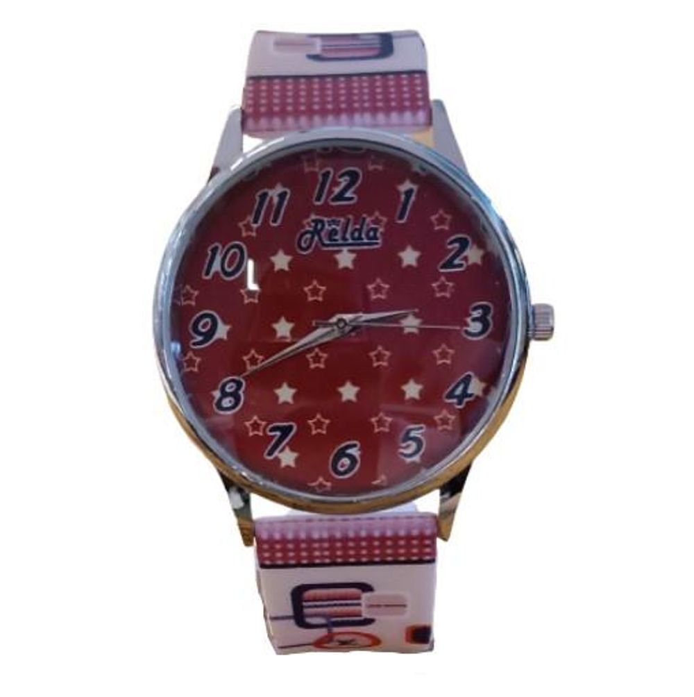 Ladies Analogue Star Silicone Watch - Brown Strap