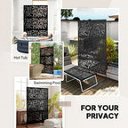 Decorative Outdoor Divider Privacy Panel with Stand, Bamboo Black