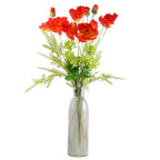 Pack of 6 x 100cm Artificial Poppy Stem - 2 Flowers with Each Detail