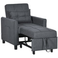 Pull Out Chair Bed, Sleeper Chair with Pillow, Side Pockets, Grey