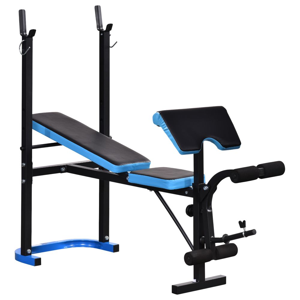 Adjustable Weight Bench with Leg Developer Barbell Rack for Lifting and Strength Training Multifunctional Workout Station for Home Gym Fitness, Black