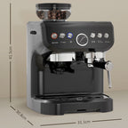 Espresso Machine w/ Integrated Grinder & Steam Wand - 15 Bar Pressure - Professional Quality
