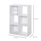3-tier 6 Cubes Storage Unit Particle Board Cabinet Bookcase Organiser Home Office Shelves White