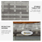 Rattan Coffee Table, Patio Wicker Table with All-Weather Grey