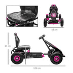 Children Pedal Go Kart, Raving Go Kart with Adjustable Seat, Inflatable Tyres, Shock Aborb, Handbrake, for Ages 5-12 Years - Pink
