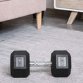 17.5KG Rubber Hex Dumbbell - Portable Hand Weights for Home Gym