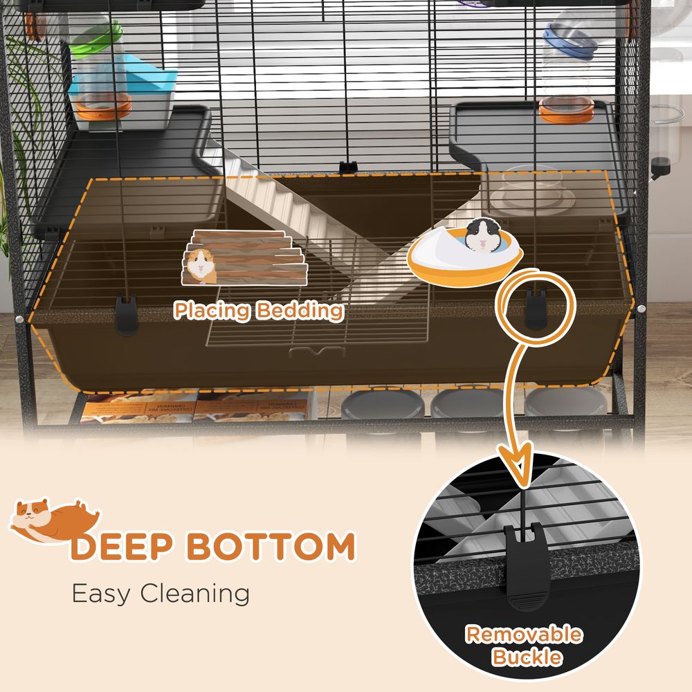 Large Hamster Cage, Rat Cage with Wheels, Tubes, Storage Shelf, Ramps
