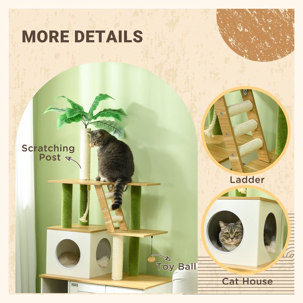 Oak 2-in-1 Cat Tree & Hidden Litter Box