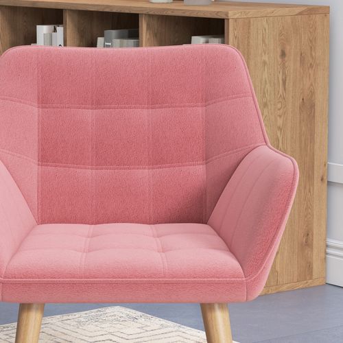 Velvet-Feel Accent Chair with Arms Slanted Back Wood Legs