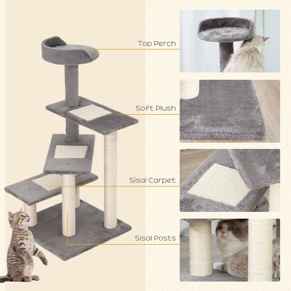 Cat Activity Center - Multi-level Climbing Tower with Scratching Post and Plush Material