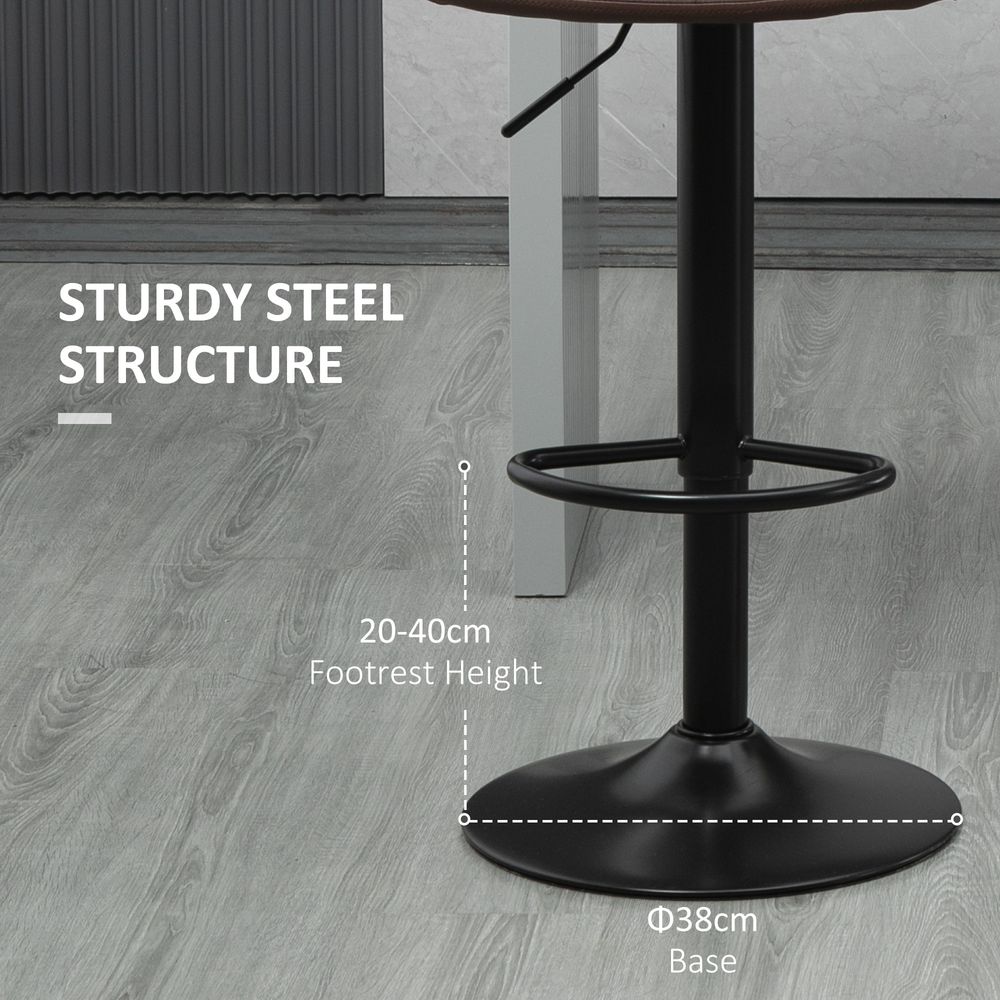 Brown Adjustable Stools: Swivel & Footrest, Set of 2 - Pub Home Furnishings