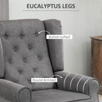 Wood Frame Accent Armchair - Retro Tufted Club Chair - Dark Grey Fabric - Home Furniture