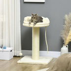 Indoor Cat Tree - Sisal Scratching Post, Spacious Kitten Bed - Cream