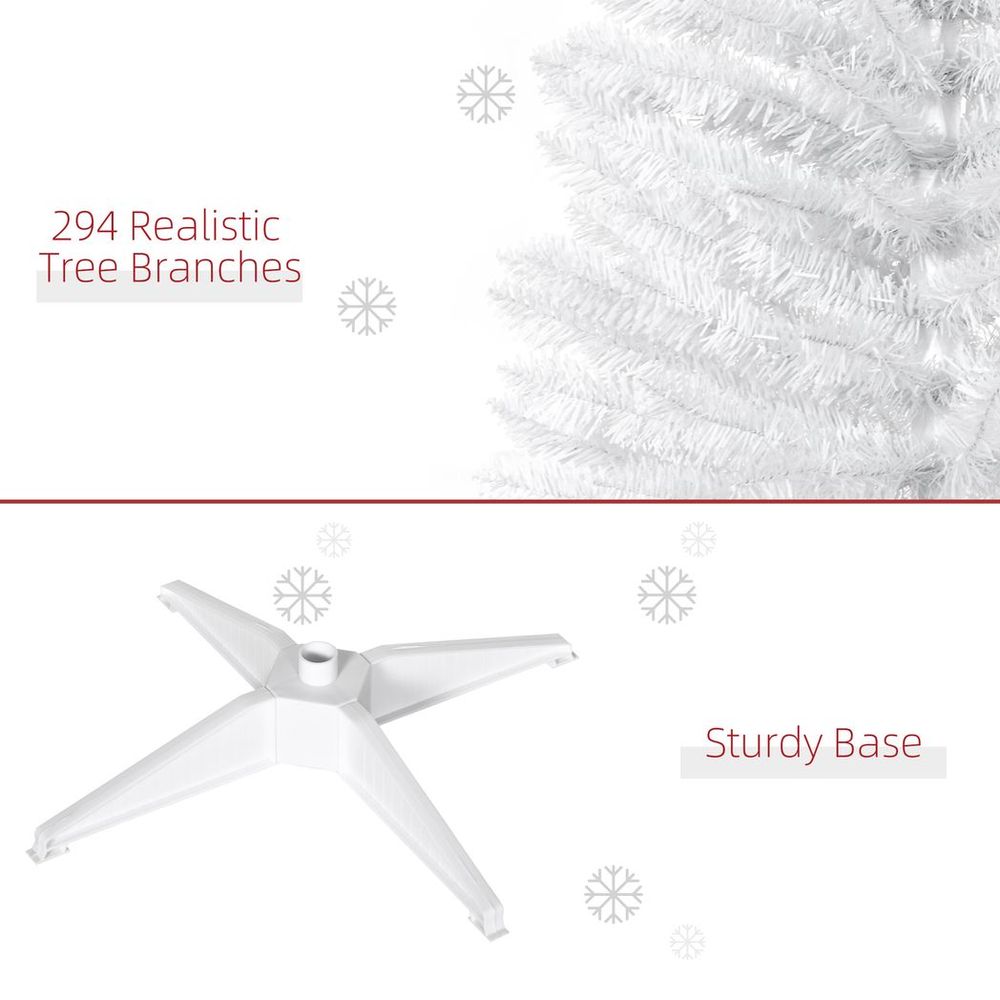 5FT Pencil Slim Artificial Christmas Tree with Study Stand Tips White