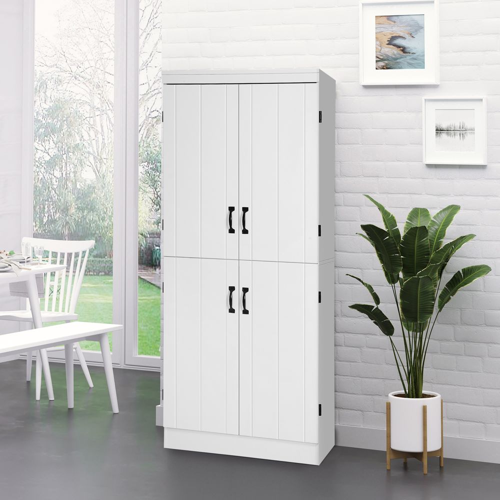 4-Door Kitchen Cabinet - White - Modern Design - Ample Storage