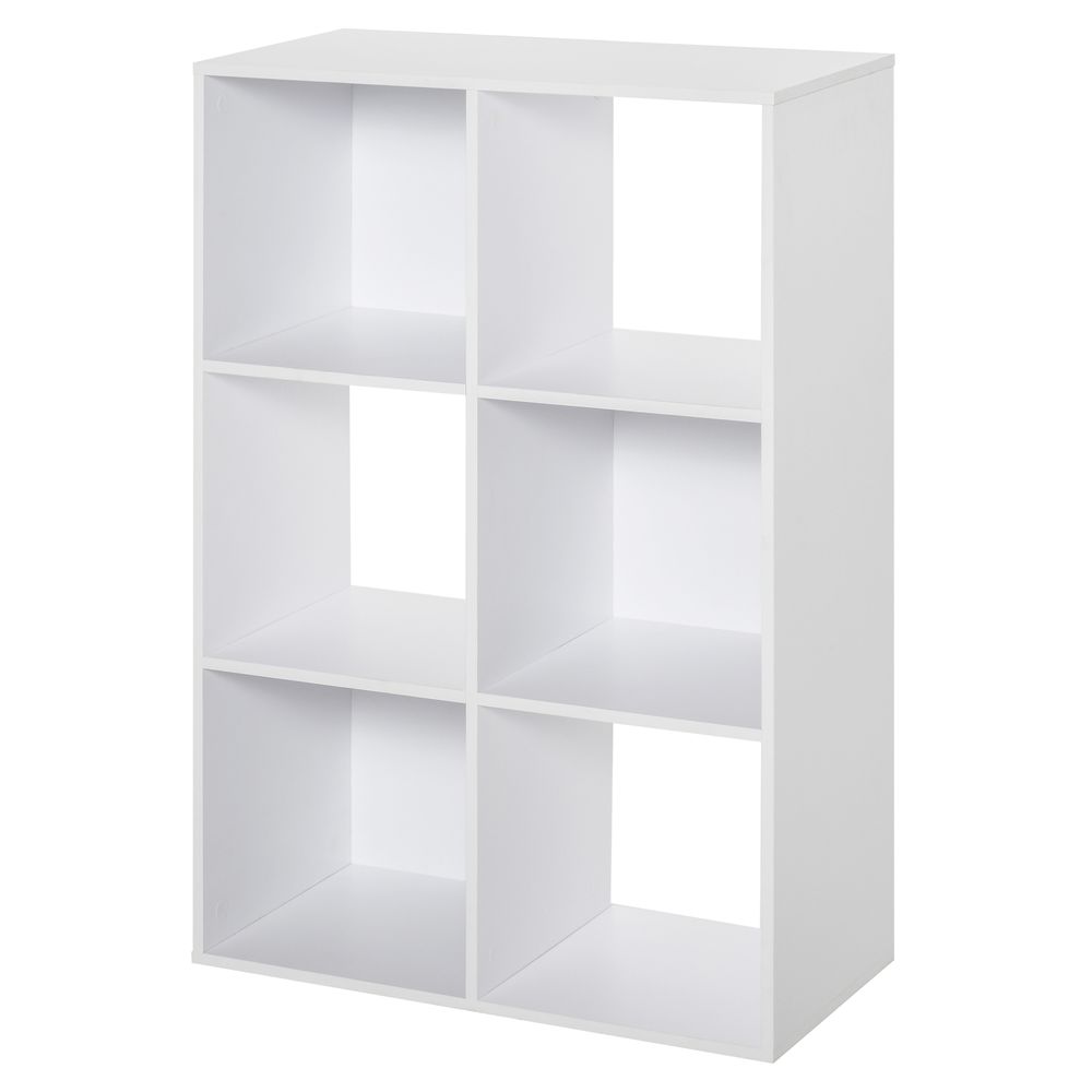 3-tier 6 Cubes Storage Unit Particle Board Cabinet Bookcase Organiser Home Office Shelves White