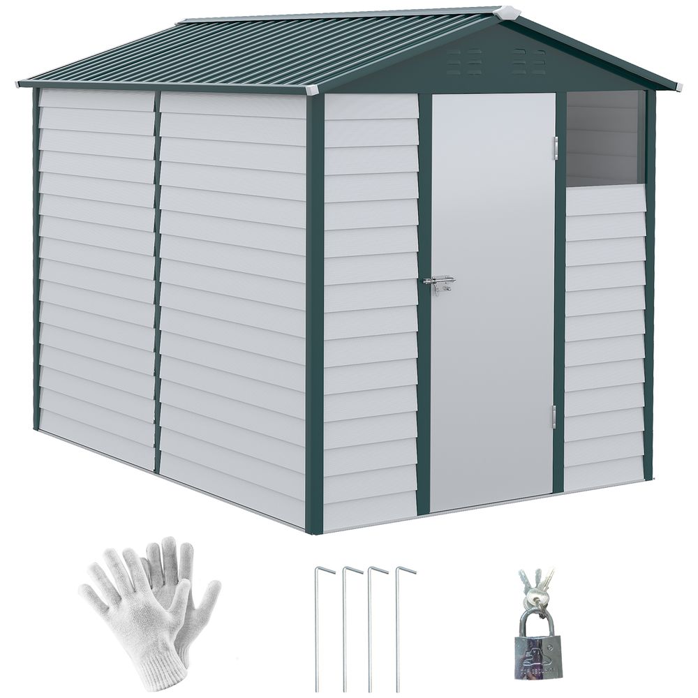 9x6 Galvanized Metal Garden Shed - Secure & Spacious Storage Solution for Backyard & Patio