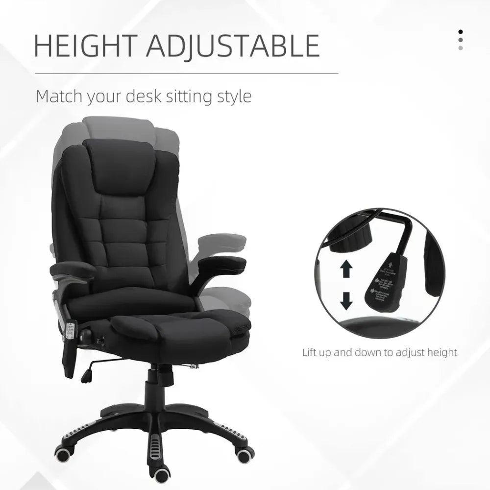 Reclining Chair w/ Heating Massage Points Relaxing Headrest Black - Executive