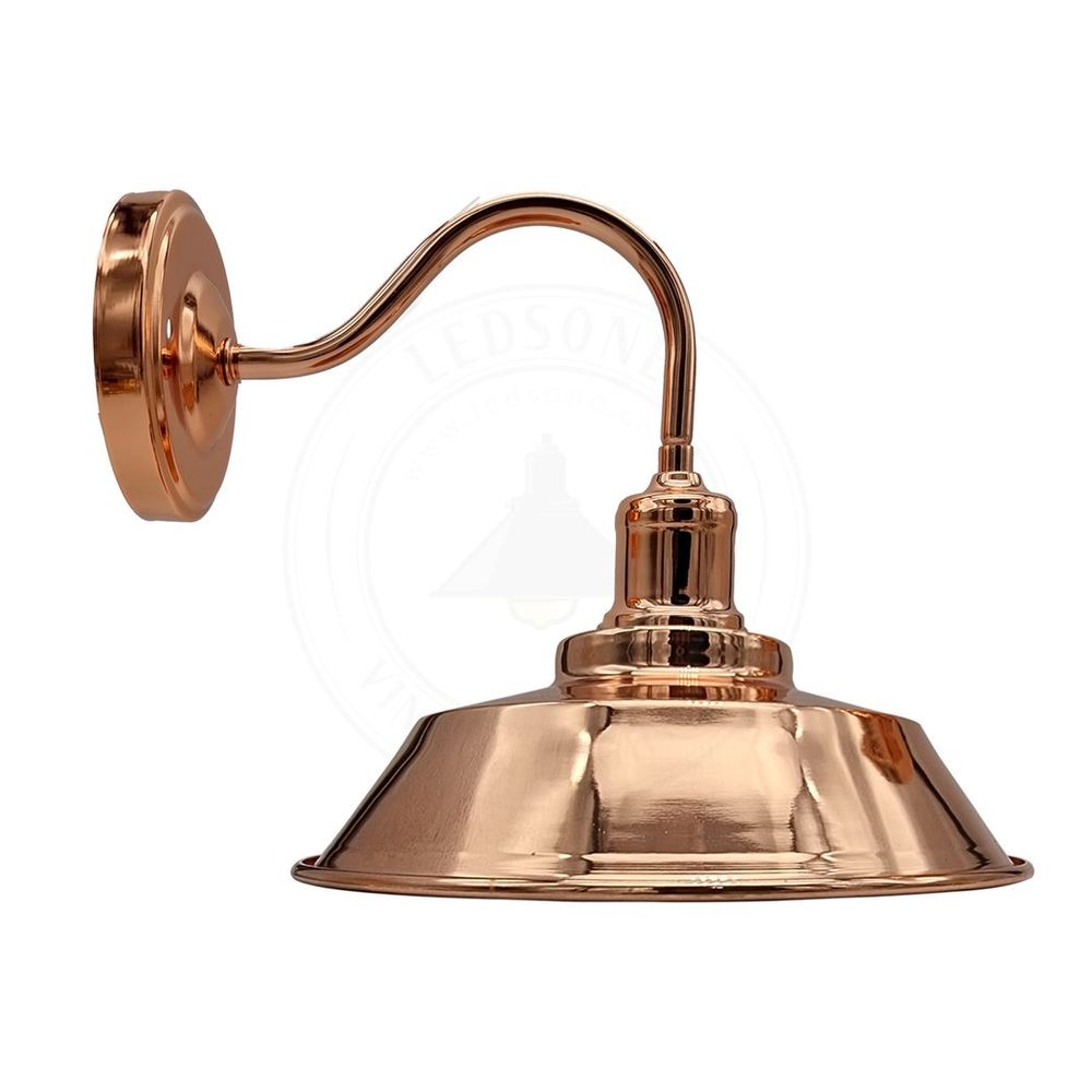 Vintage Industrial Rose Gold Retro Wall Light - Sturdy Metal Lamp Shade - Classic Style - E27 Lamp