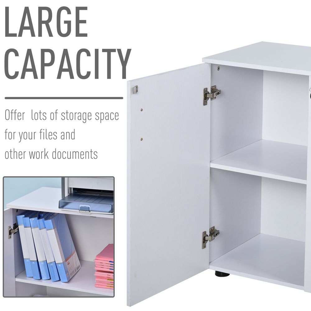 2-Tier Locking Office Storage Cabinet - Organize Files & Papers - White