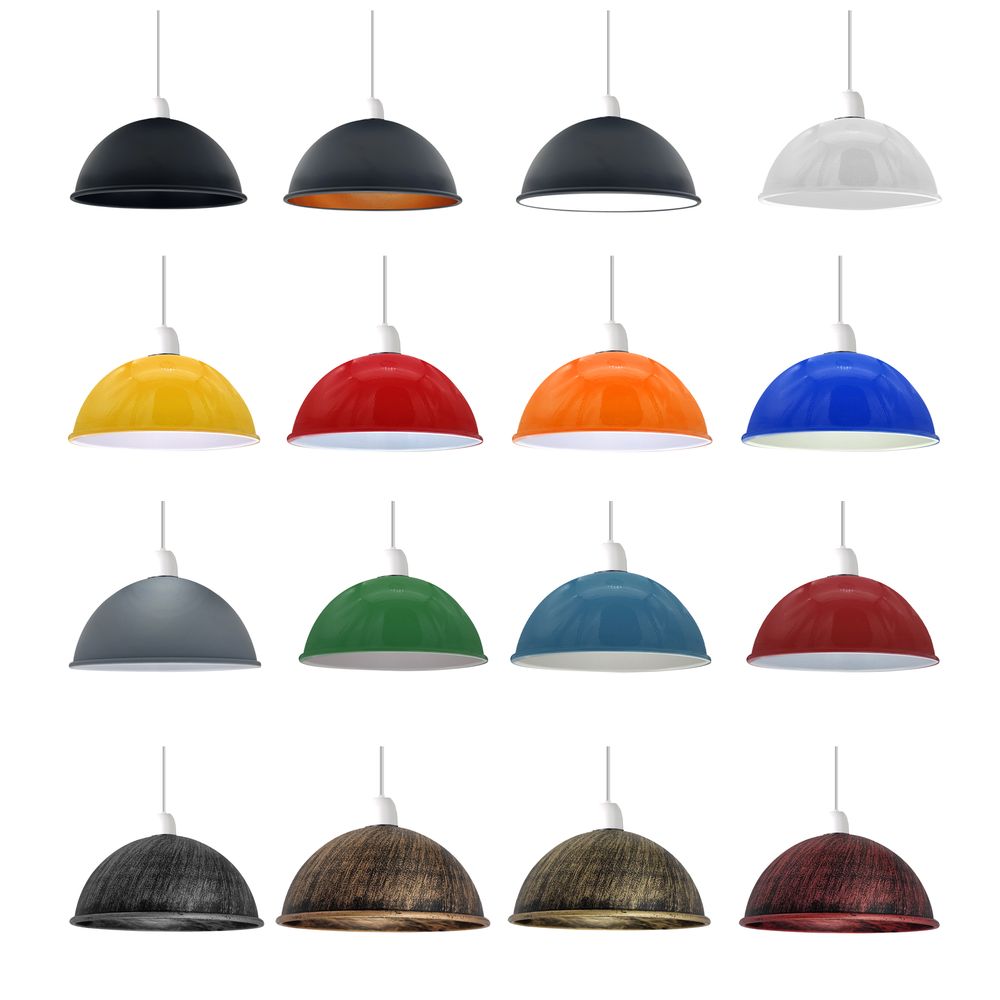 Vintage Industrial Easy Fit Dome Shaped Lamp Shade Ceiling, Pendant, Wall Light Metal E27 Light Fitting 60W in Metal