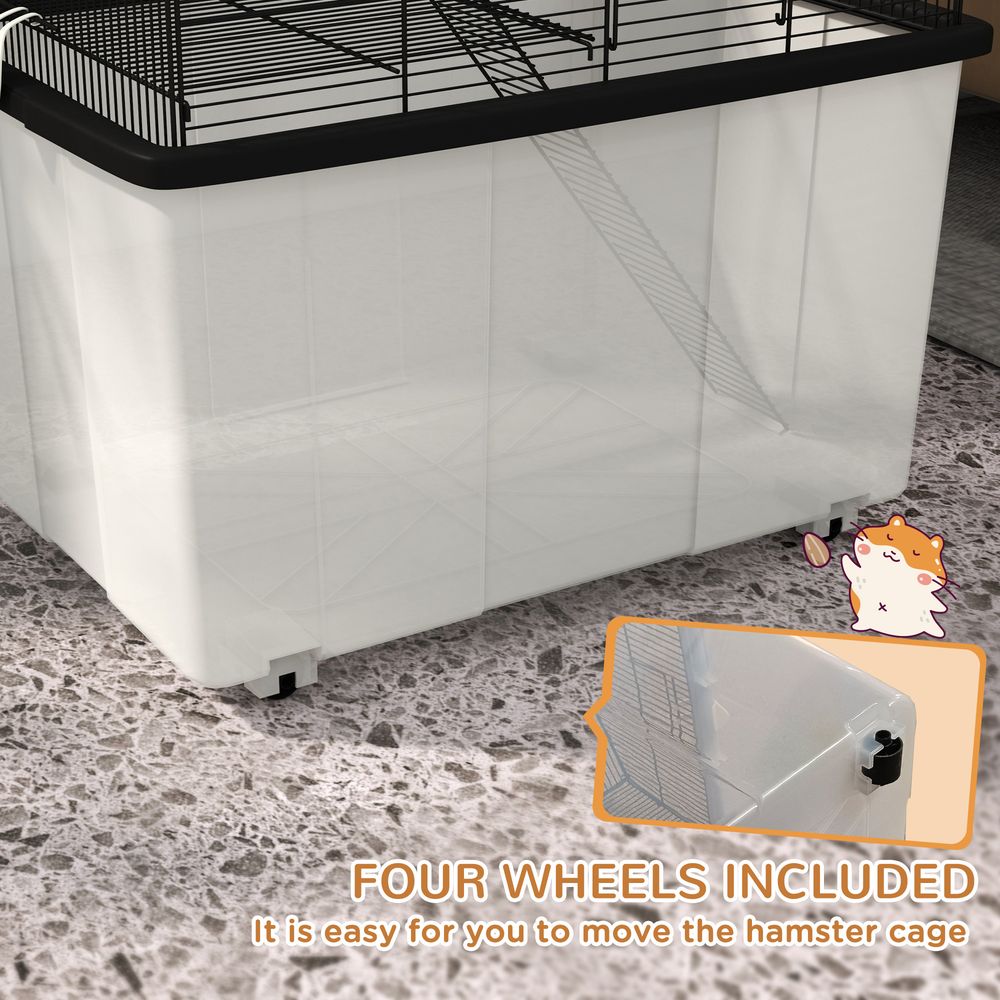 2-Tier Hamster Cage w/ Food Dish & Ramp - Spacious & Stylish Home for Your Small Pets
