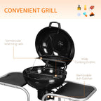Garden Trolley BBQ Grill - Black - High-Temperature Enamel - Portable & Spacious - Ideal for Outdoor Grilling