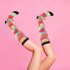 Flo Fashion Bright Pattern Knee-High Compression Sock, Puzzle, L/XL