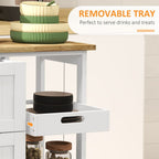 Rolling Kitchen Island Cart, Bar Serving Cart, Compact Trolley White