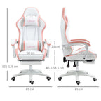 Racing Style Gaming Chair with Reclining Function & Footrest - Pink