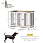 Dog Crate Furniture, Dog Cage End Table with Wheels, Lockable Door, for Medium Dogs, 106 x 60 x 82 cm - White