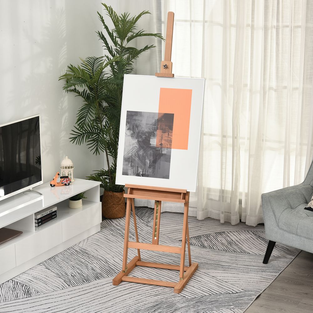 Wooden Easel Stand H-Frame Artist Easel with 171-230cm Adjustable Height and 0-80° Working Angles Beech Wood Art Easel for Displaying Painting Wedding Sign Nature Wood Finish