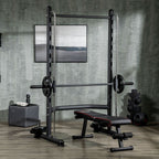 Adjustable Squat Rack with Pull Up Bar and Barbell Bar for Home Gym