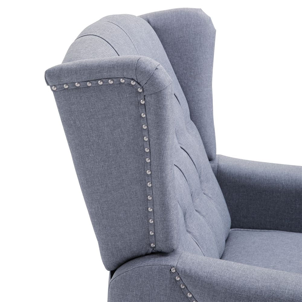 Luxury Recliner Armchair - Fabric Reclining Chair w/ Footrest - Light Grey - Free Shipping