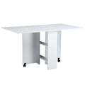 Space-Saving Folding Desk Table - Mobile Drop Leaf - Wheel Storage Shelves - White