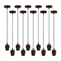 10 Pack Industrial Pendant Light, Lampshade Addable E27 Lamp Holder Light, E27 UK Holder Fitting Set With PVC Cable without bulb