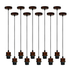 10 Pack Industrial Pendant Light, Lampshade Addable E27 Lamp Holder Light, E27 UK Holder Fitting Set With PVC Cable without bulb