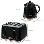 1.7L Kettle & Toaster Set - Defrost, Reheat, Crumb Tray - Black