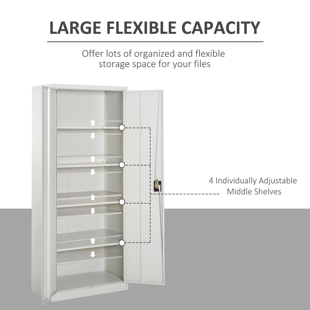 Filing Cabinet Storage Office 2 Doors Adjustable Shelf Metal