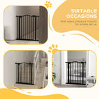 Pet Gate - Adjustable Metal Safety Barrier, Auto-Close, 74-80cm, Black